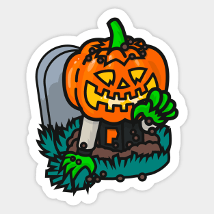 Varsity Pumpkin Grave Sticker